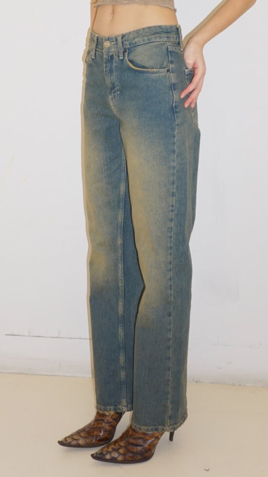 Green Tint Authnetic Straight Jean