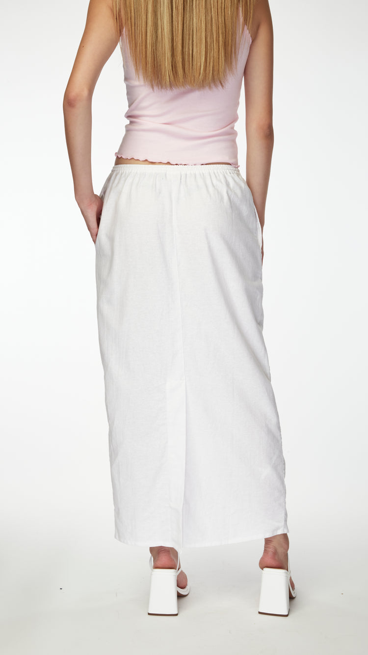 White Joelene Midi Skirt