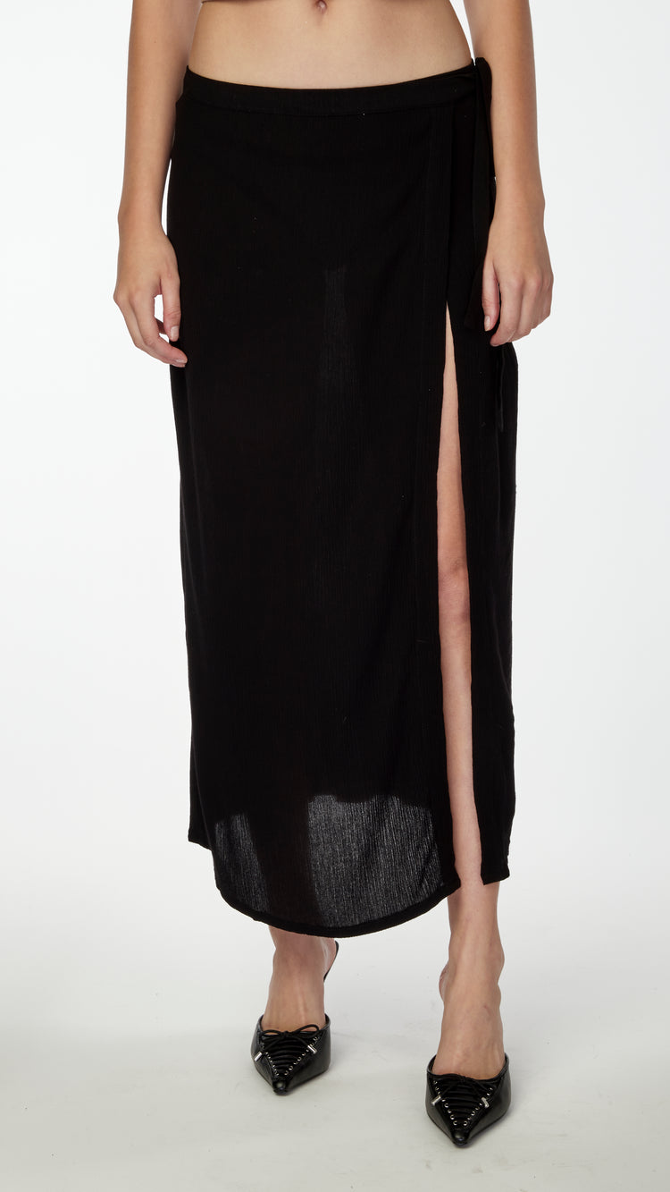 Black Peria Wrap Skirt