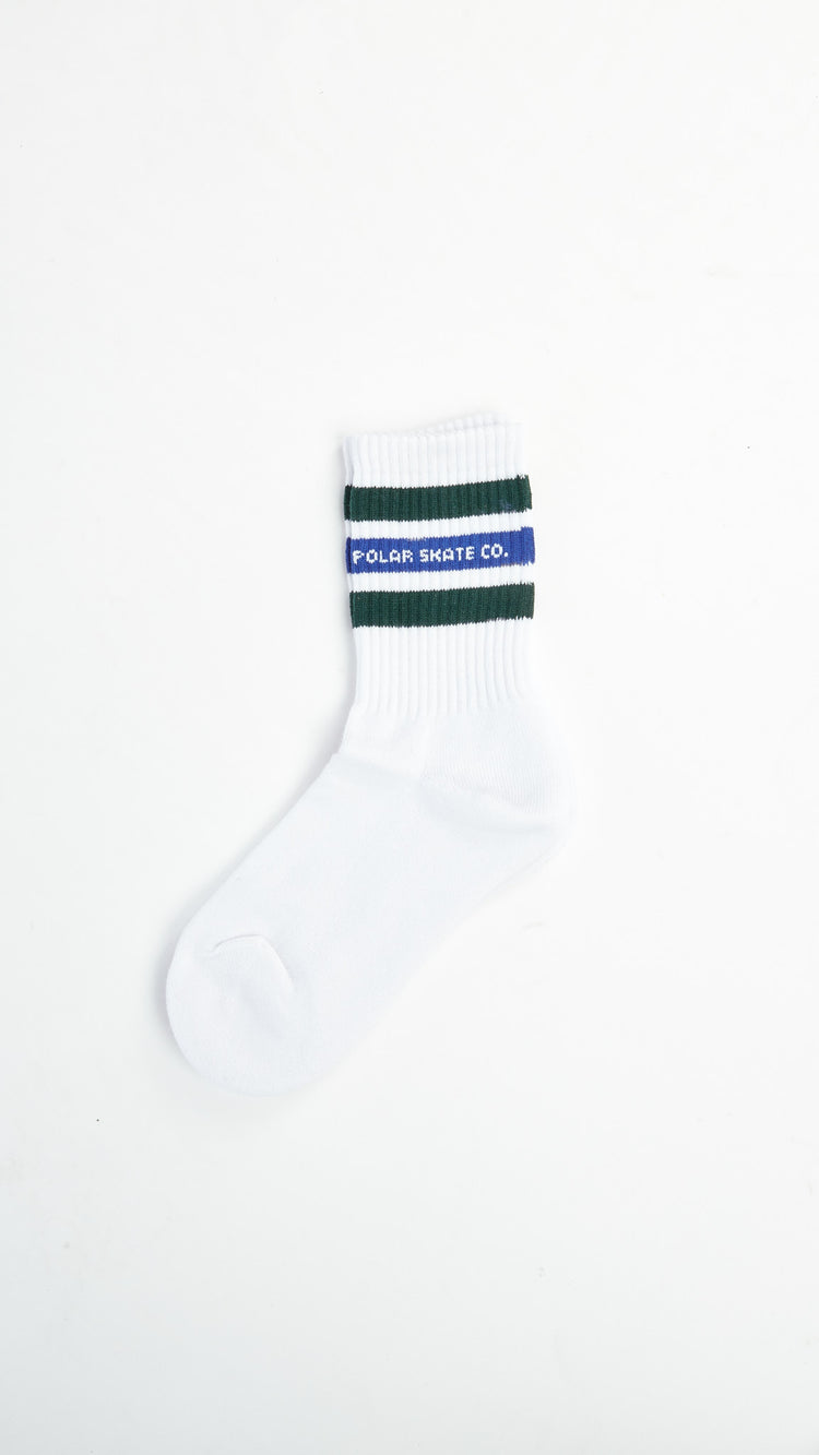 White/Green/Blue Fat Stripe Sock