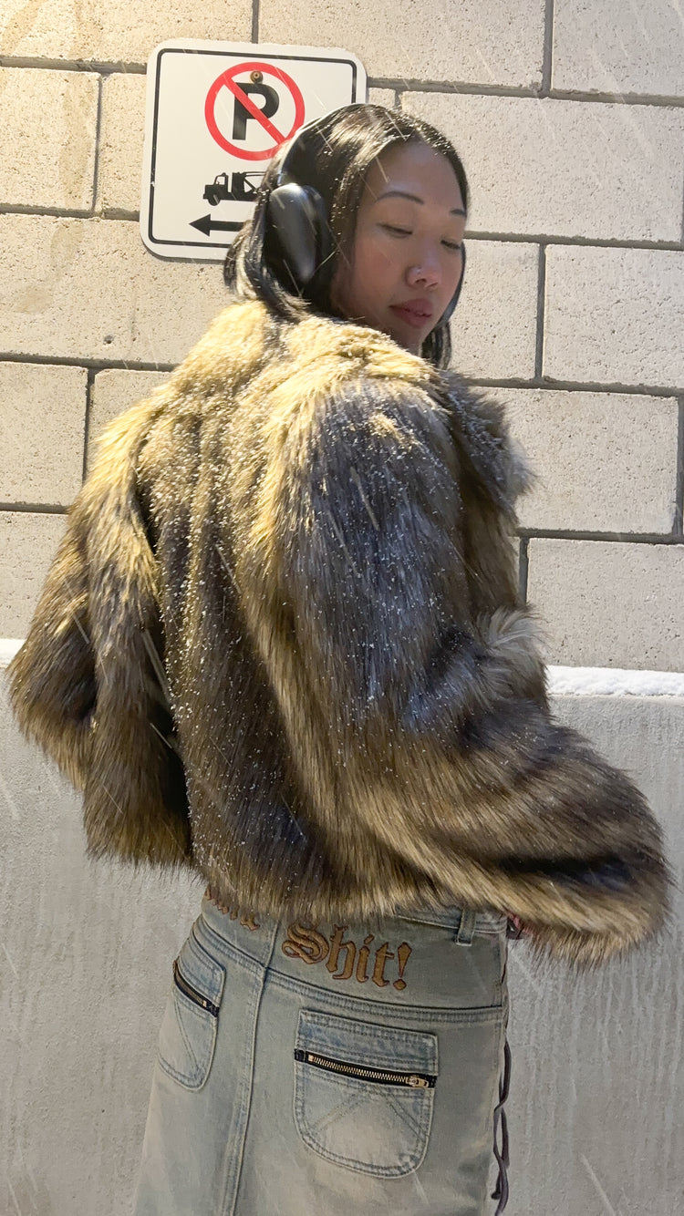 Beige Flecked Ash Fur Jacket