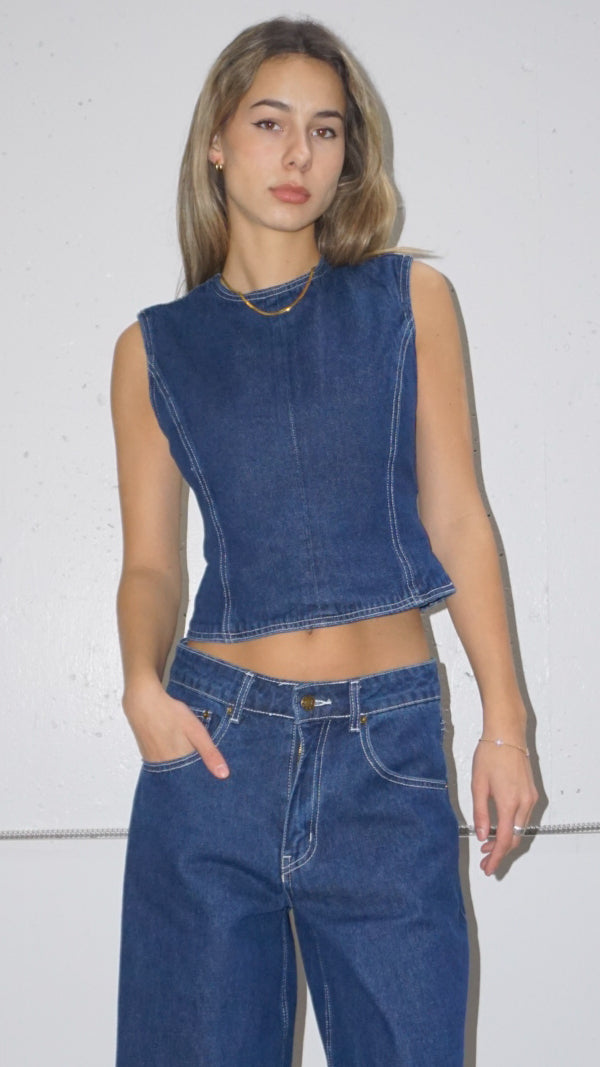 Blue Denim Country Side Top