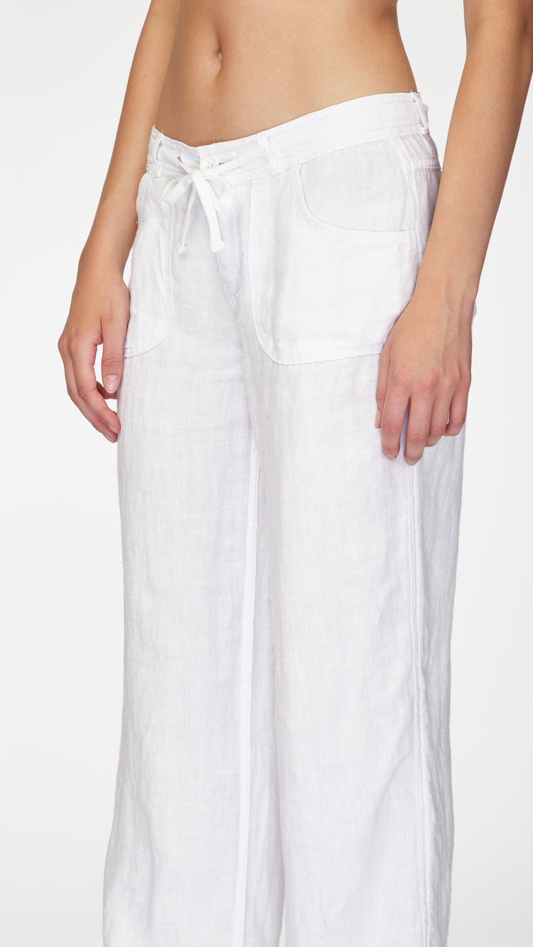 White Linen Five Pocket Pant