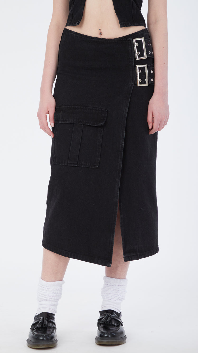 Charcoal Monica Midi Skirt