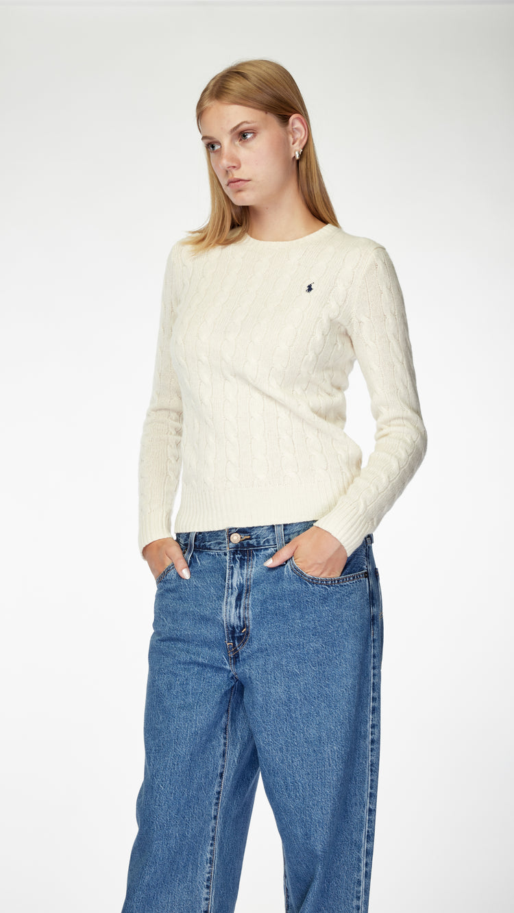 Cream Cable Wool Cashmere Sweater