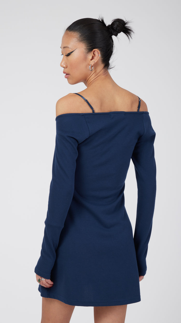 Blue Shoulder Strap Dress