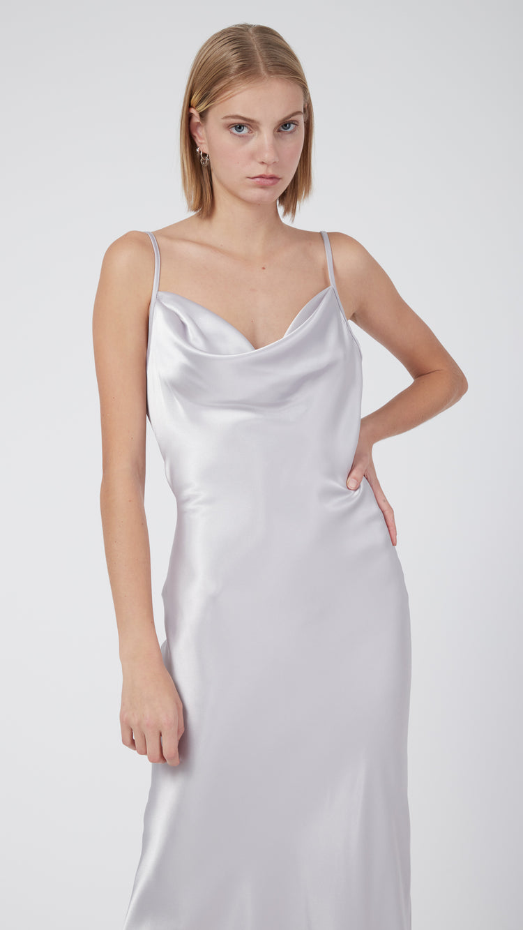 Silver Delilah Satin Maxi Dress