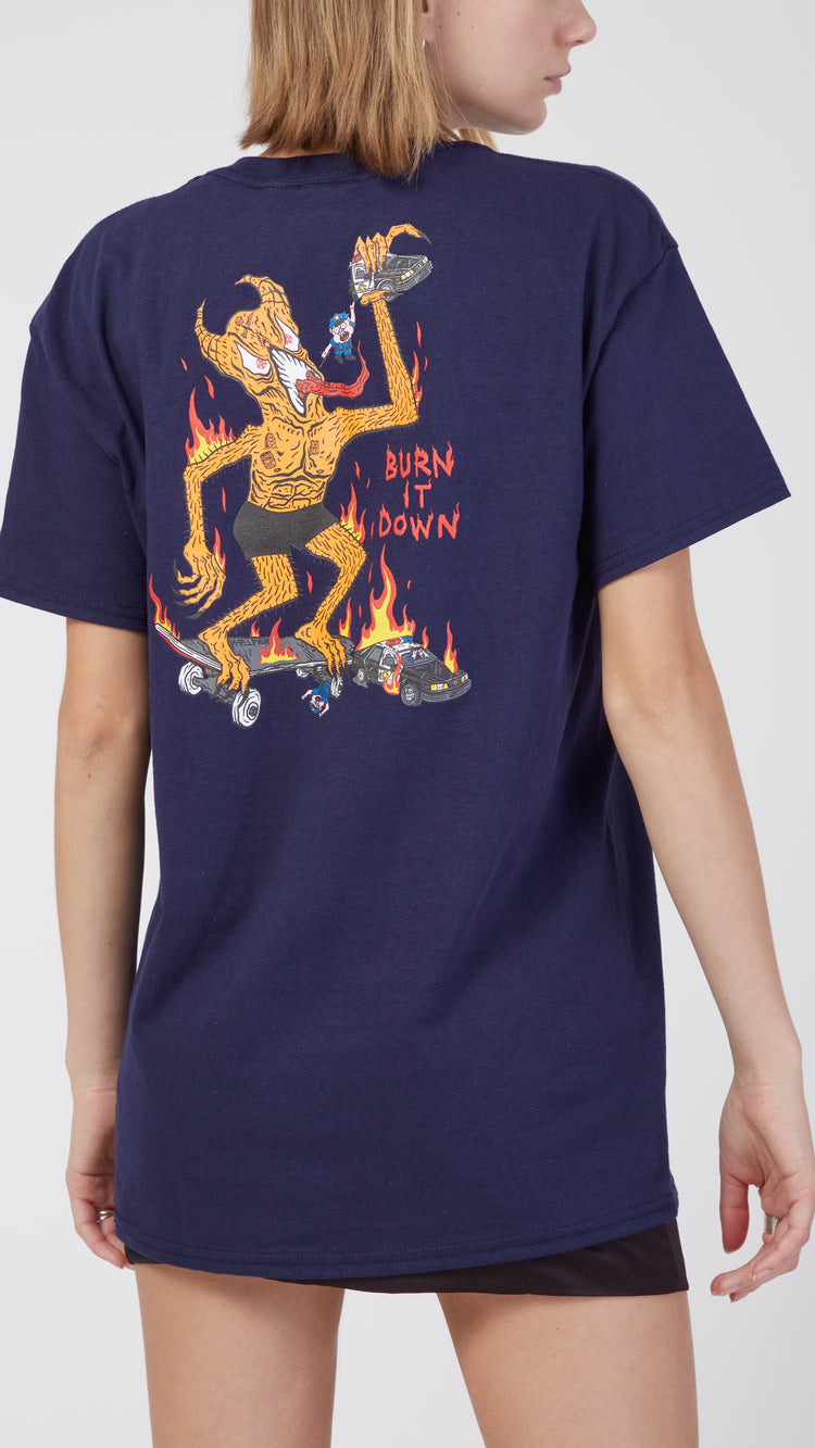 T-shirt bleu marine Burn It Down