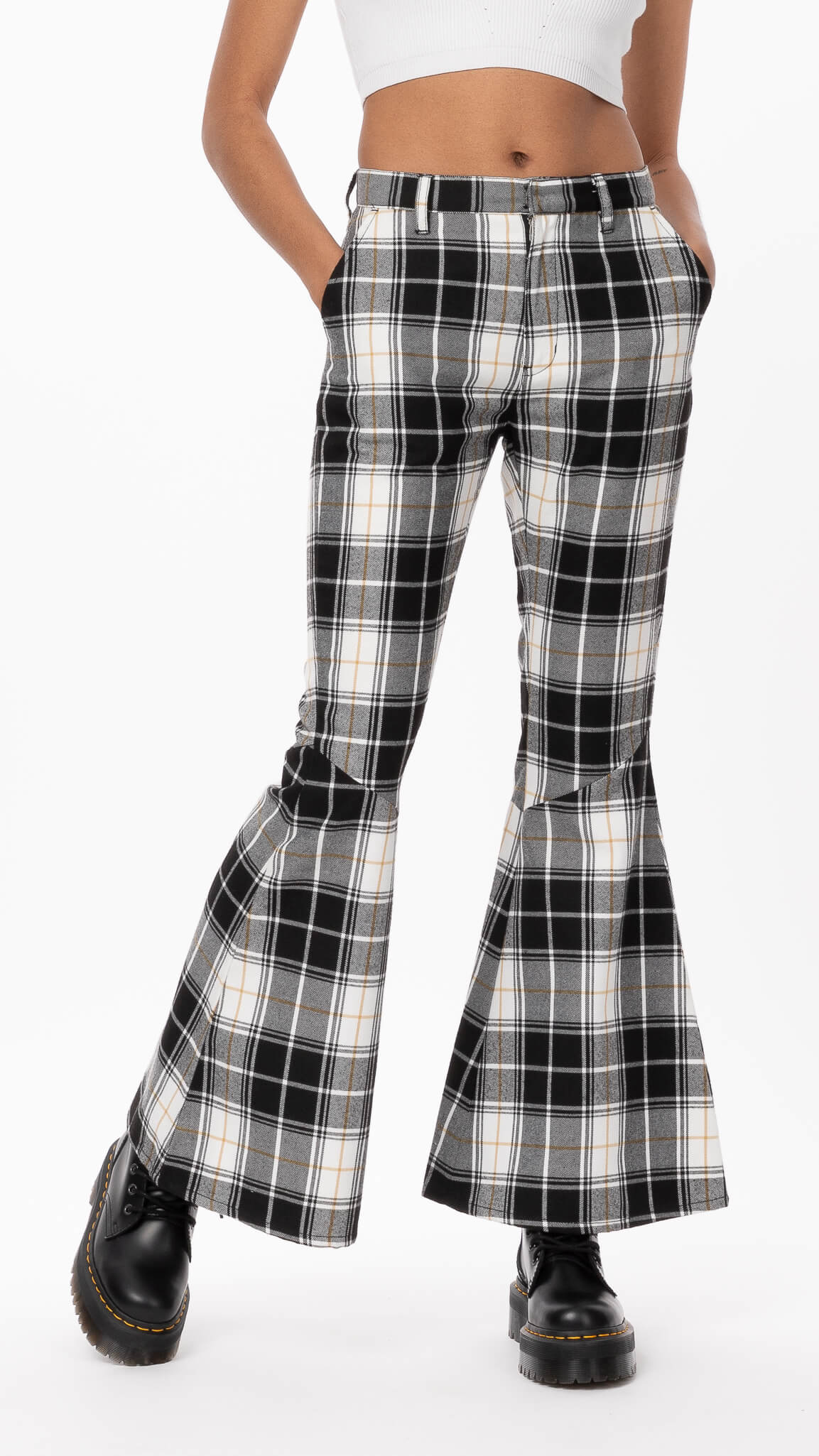 Flare plaid sale pants