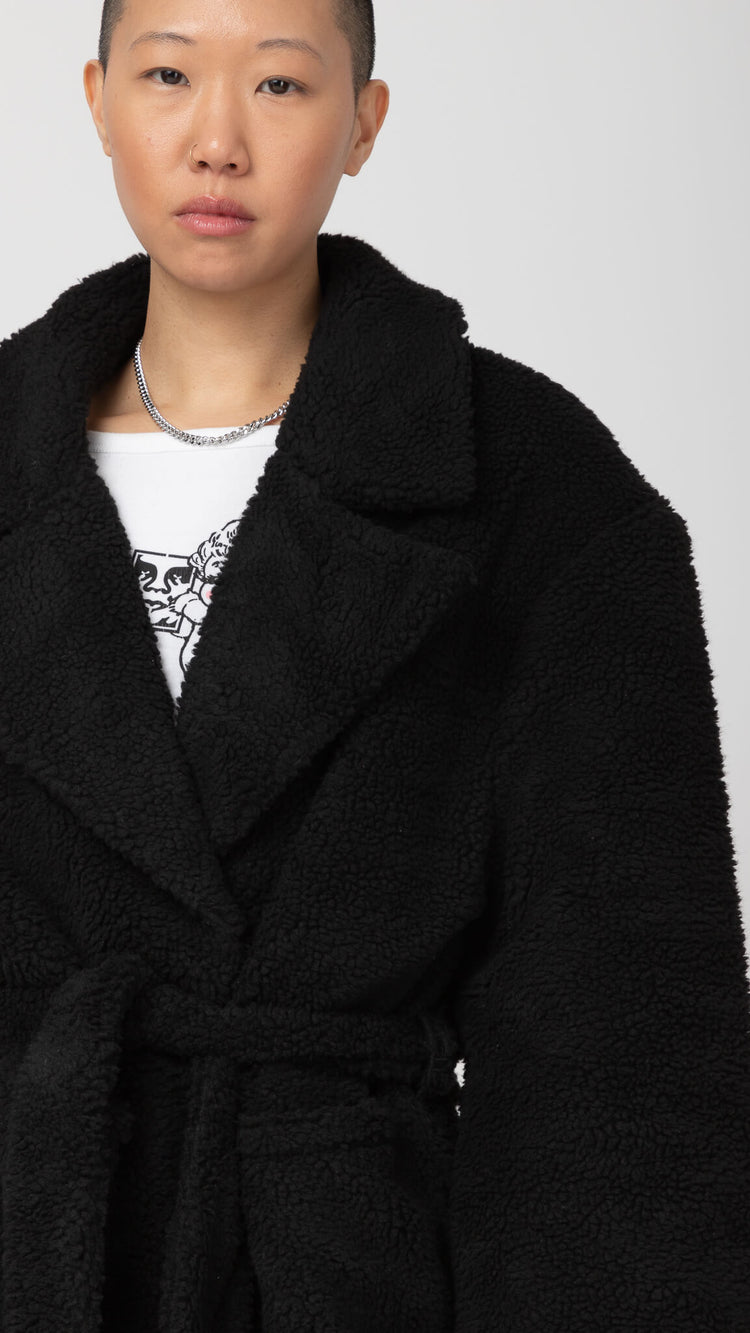 Black Sherpa Teddy Coat