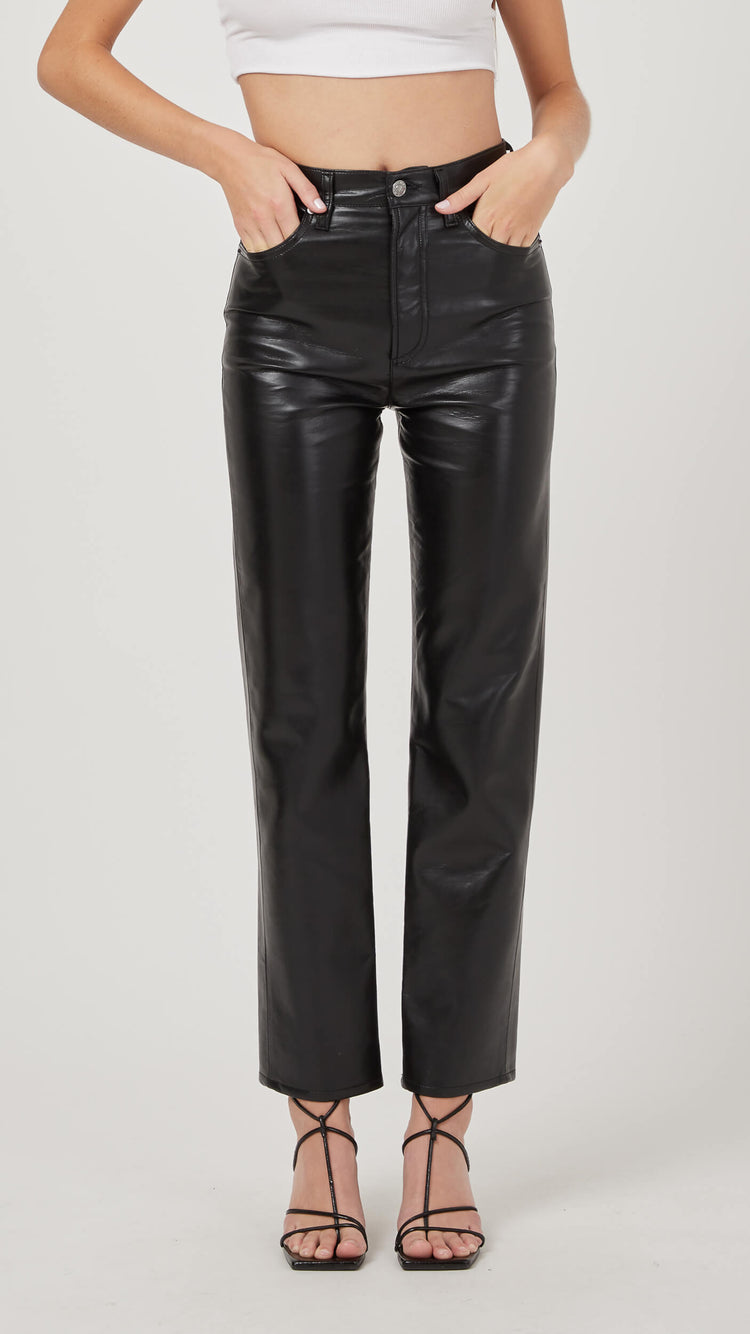 Black Recycled Leather 90s Pinch Waist