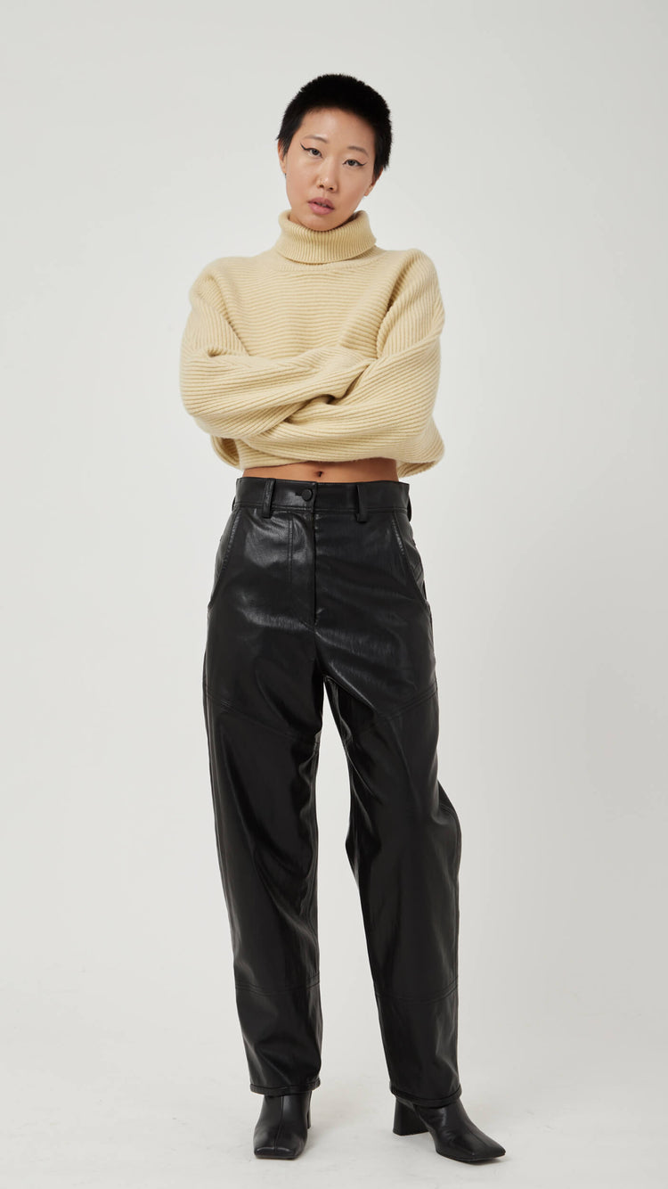 Faux Leather Section Pant