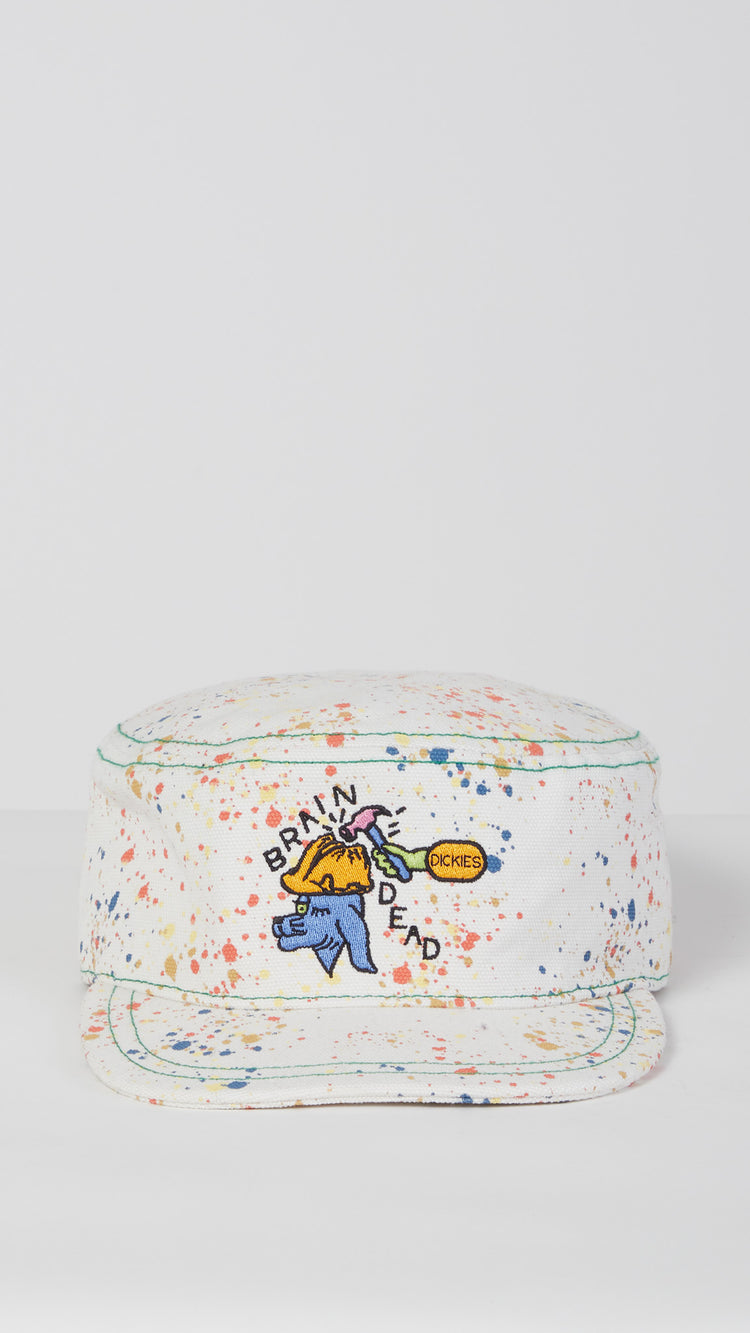 White Splatter Embroidered Painters Cap