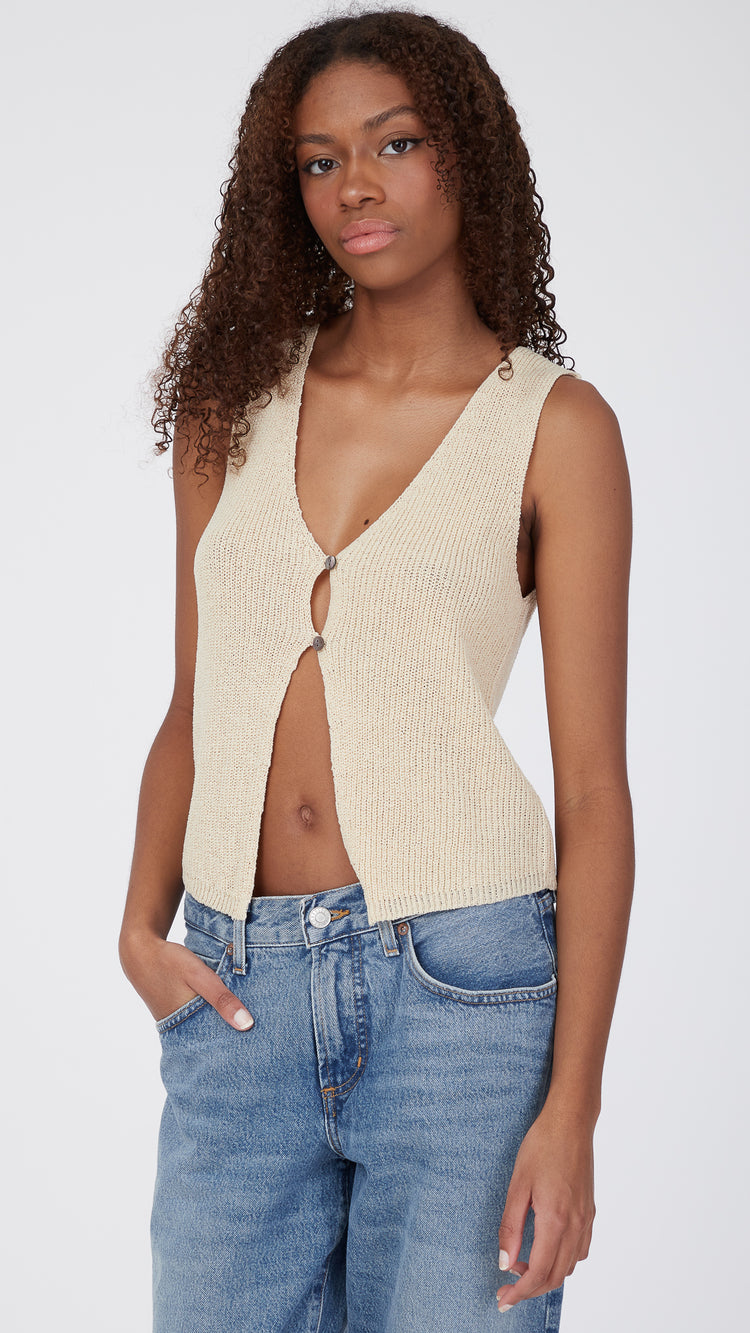 Natural Oat Knit Top