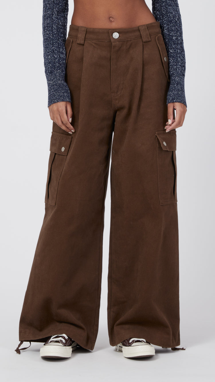 Brown Cargo Wide Pant