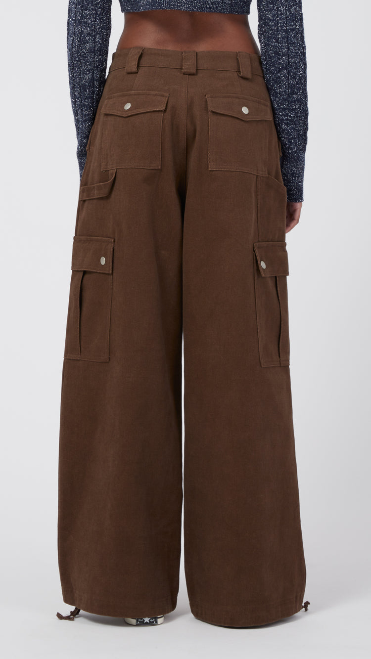 Brown Cargo Wide Pant