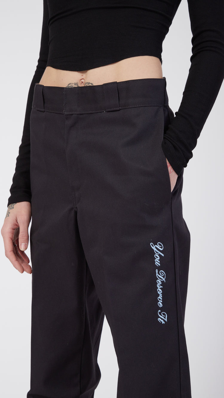 Black You Deserve It Embroidered Pant