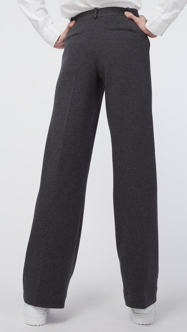 Grey Straight Leg Flannel Pant