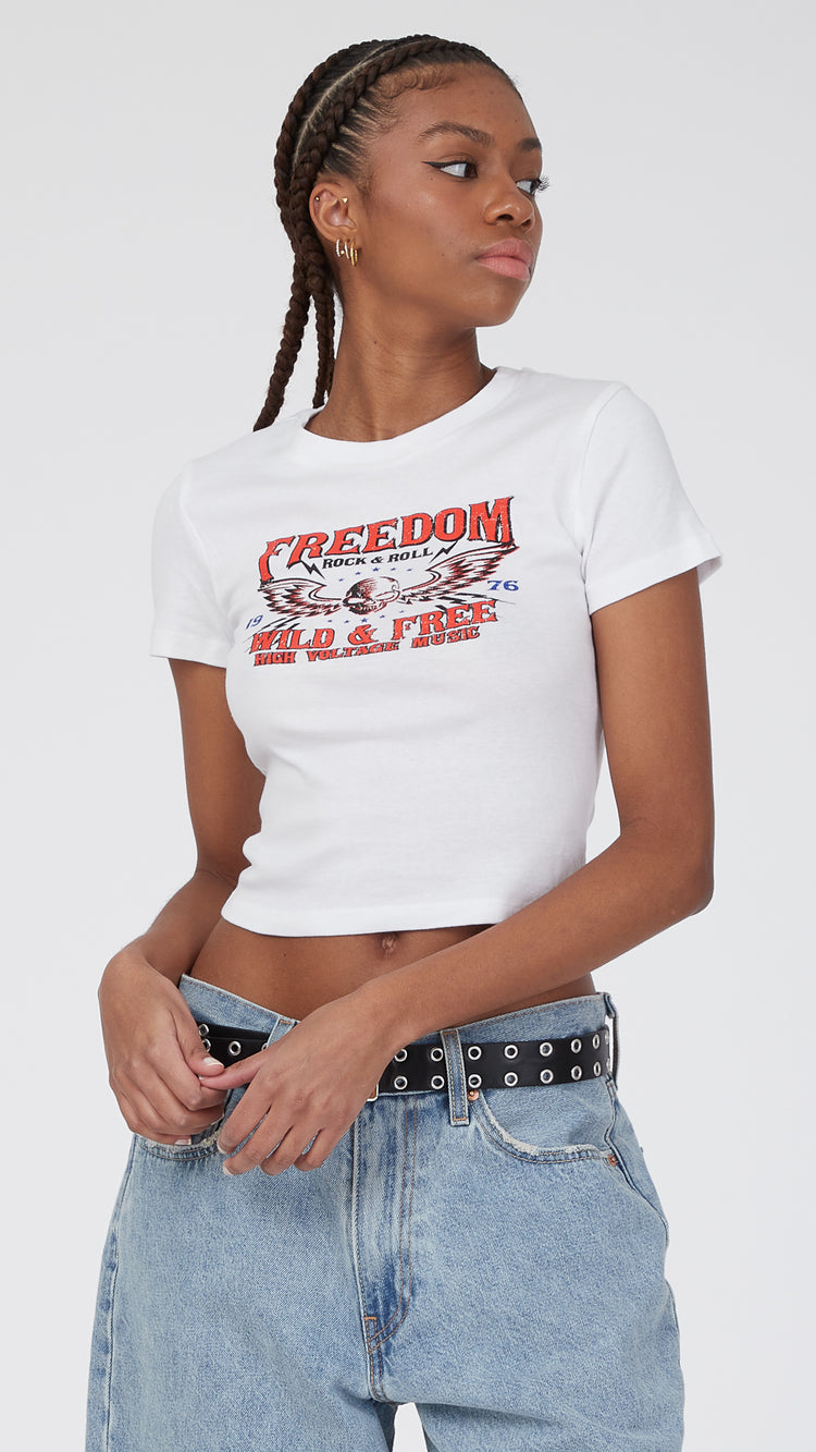 White Freedom Rock and Roll Tee
