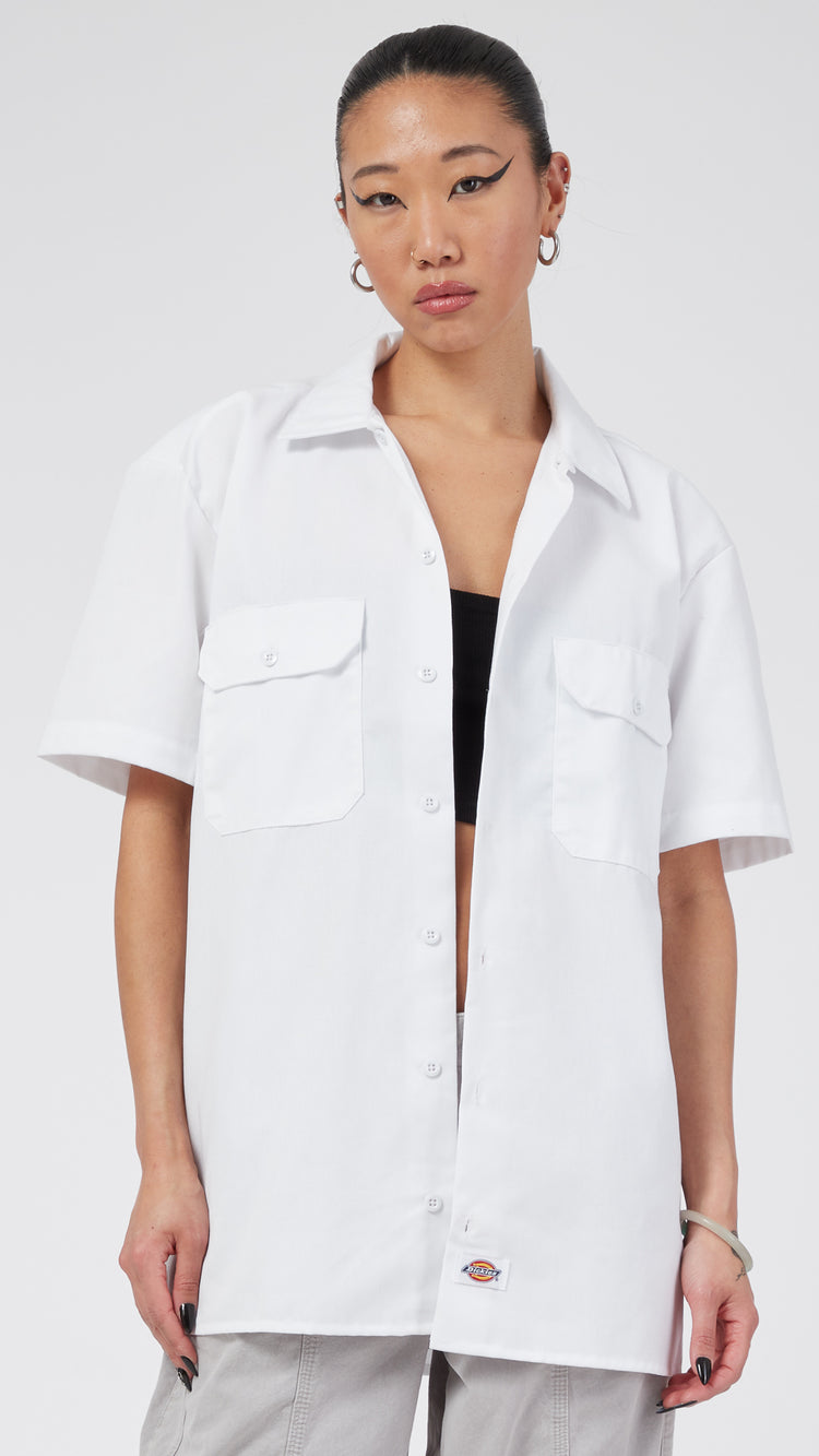 White Big & Tall Short Sleeve Work Shirt