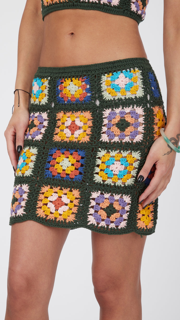 Green Whitney Crochet Skirt