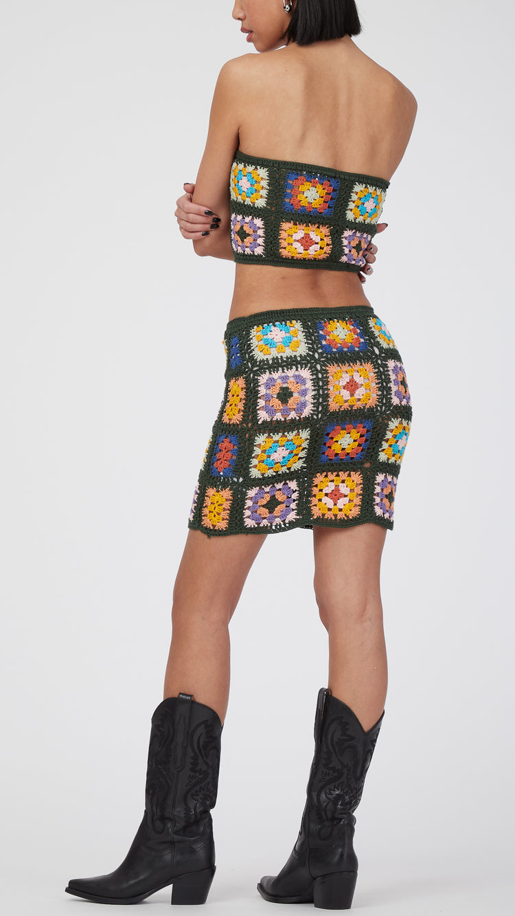 Green Whitney Crochet Skirt