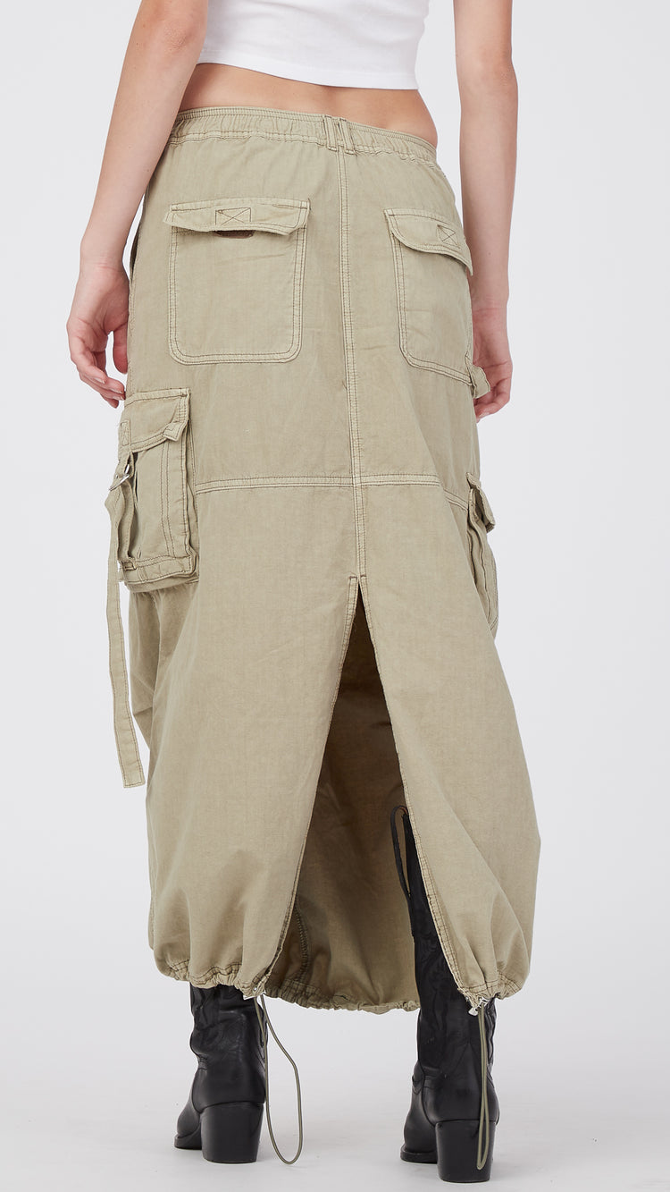 Khaki Maxi Strappy Skirt