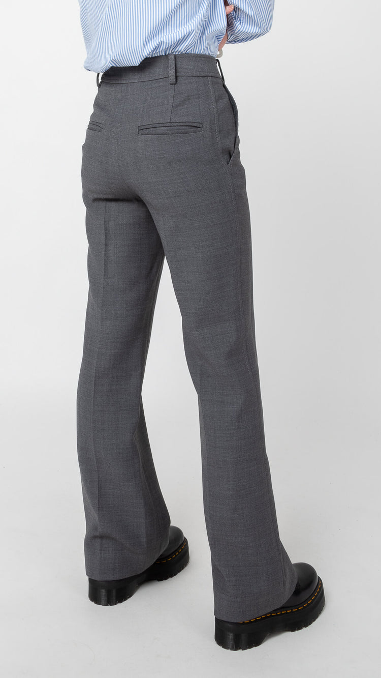 Grey Straight Wool Pant