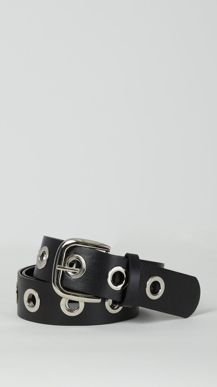 Black Single Pin PU Leather Belt